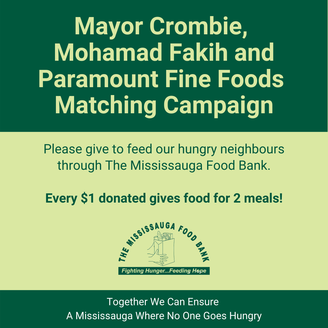 Mayor Crombie, Mohamad Fakih & Paramount Fine Foods Matching Campaign